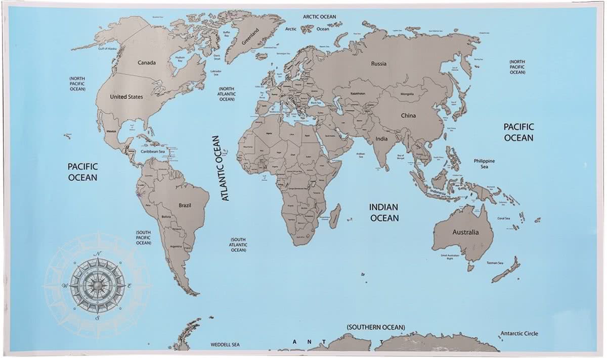 Out of the Blue Scratch World Map - Wereldkaart - Scratch Map