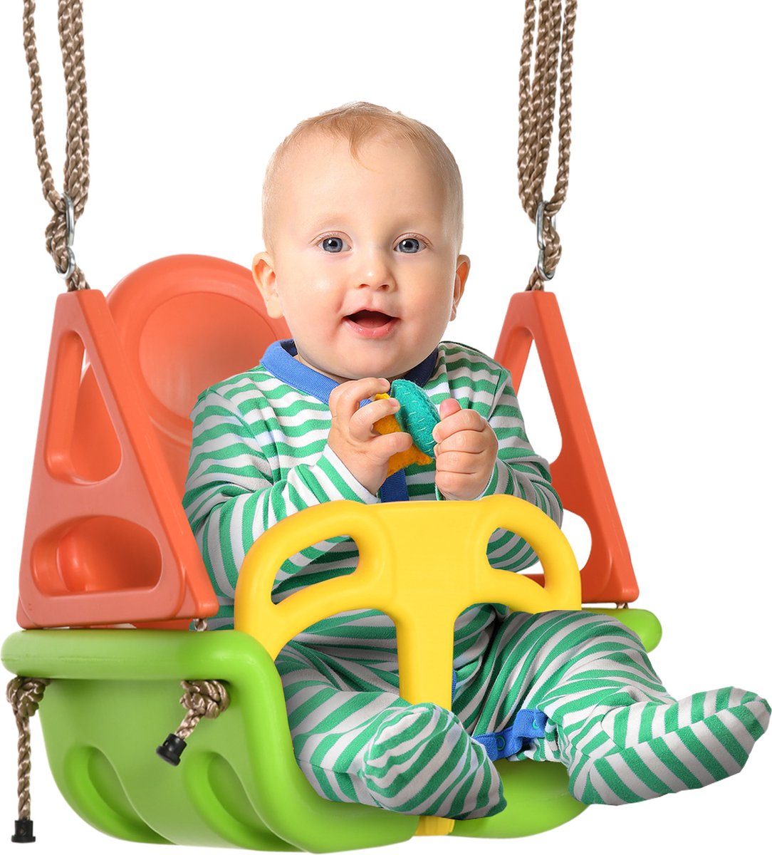 Outsunny - Kinderschommel - verstelbare Touwen - Veiligheidsgordel - Oranje