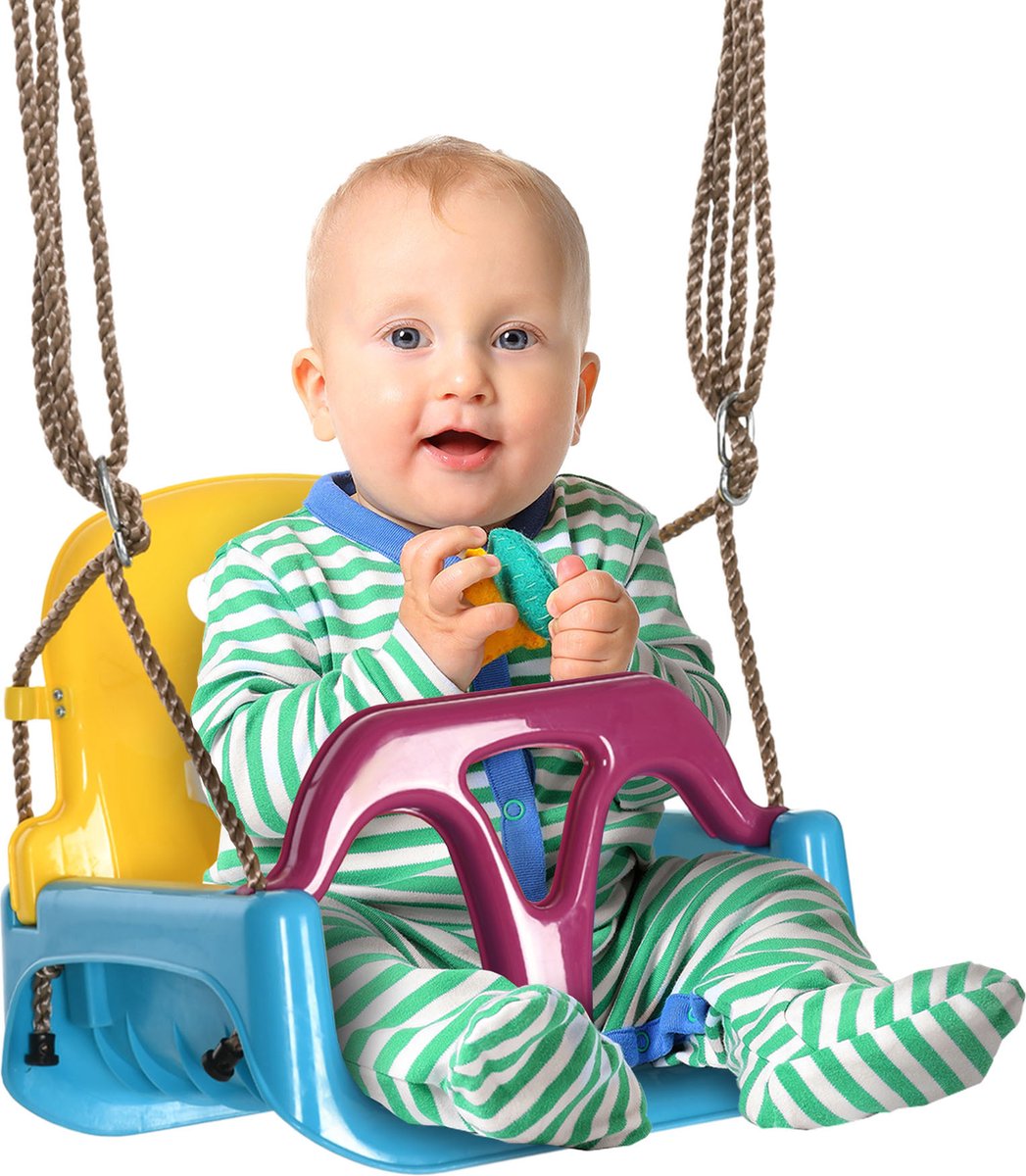 Outsunny - Peutenschommel - verstelbare Touwen - Veiligheidsgordel - Blauw