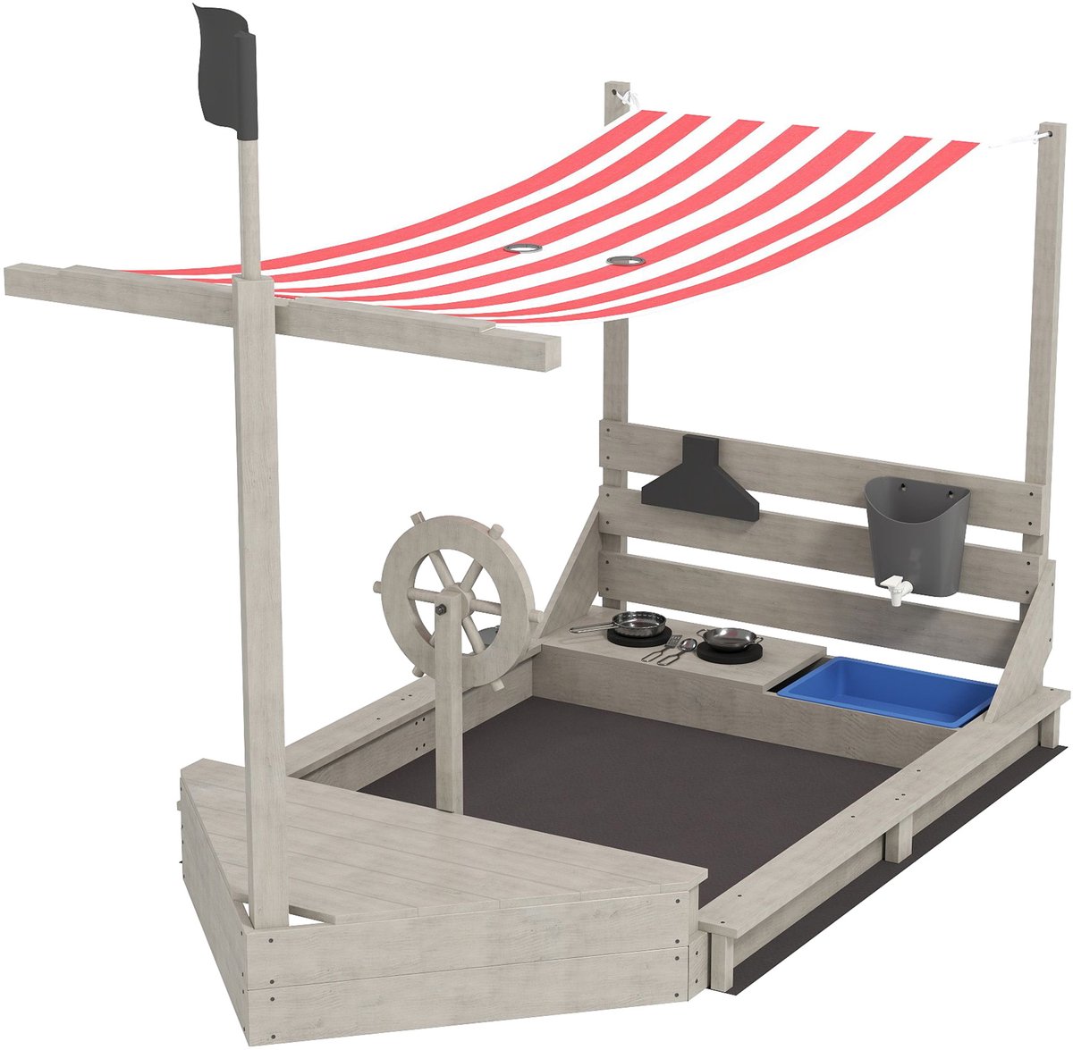 Outsunny - Zandbak - met zonnedak - incl. kinderspeelkeukenset