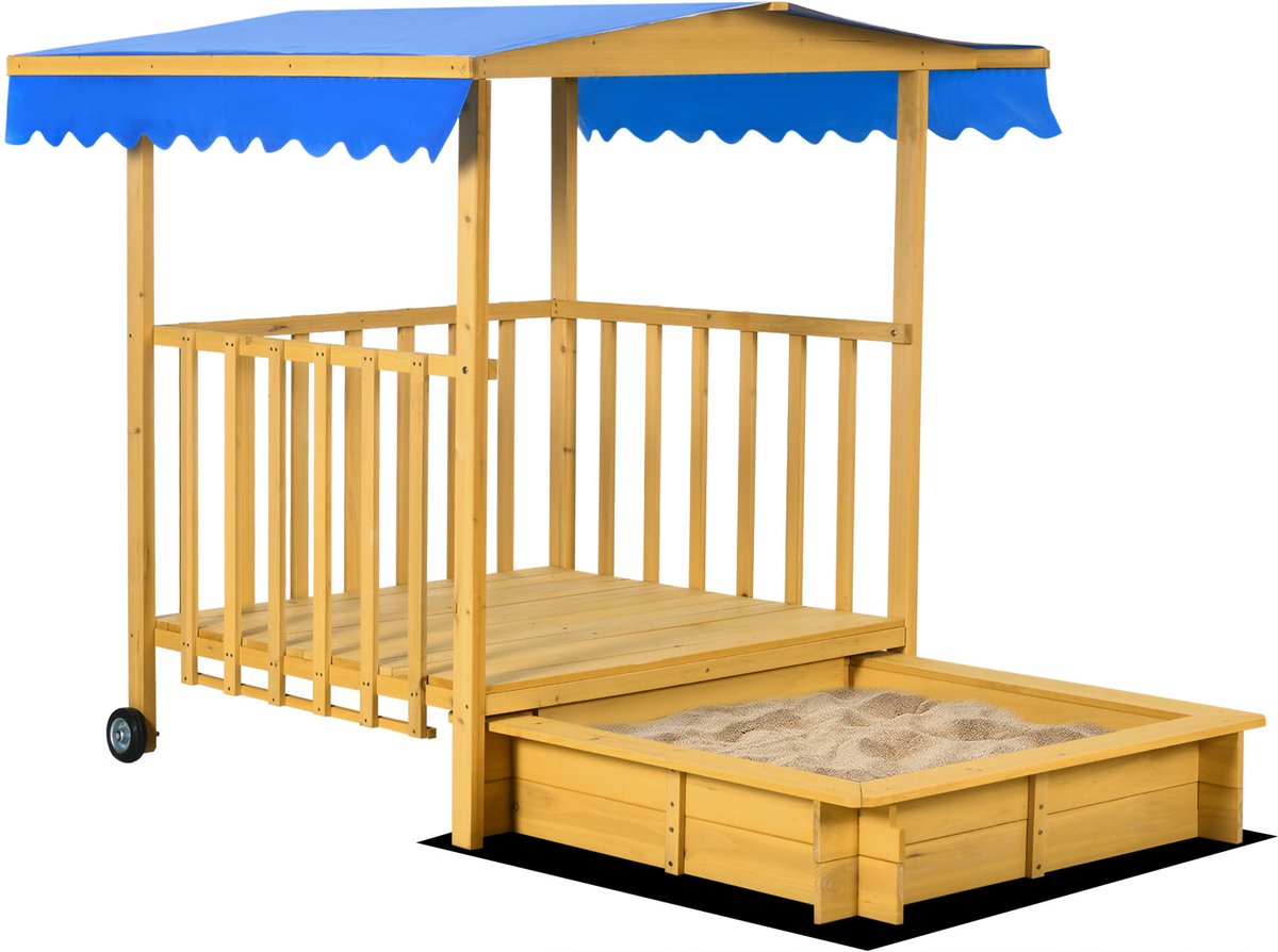 Outsunny-Sandkasten-Tanne-133L x 129B x 137,5H cm-Naturholz