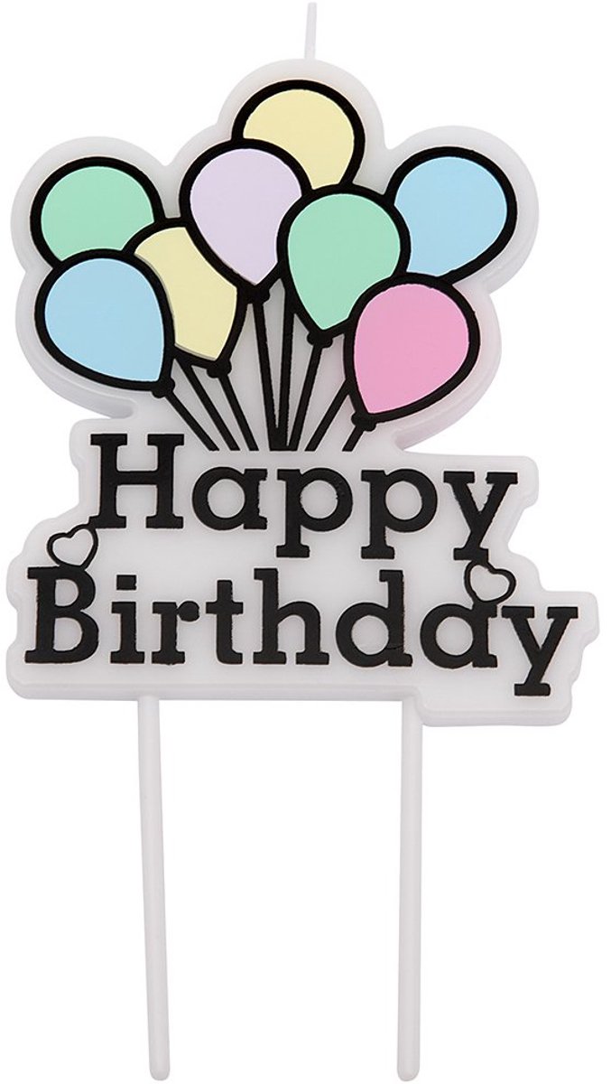 Taartkaarsje Happy Birthday Ballonnen