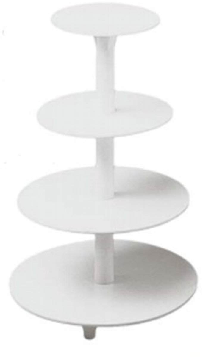 Taartstandaard Gelaagd Wit Plastic - 4 lagen