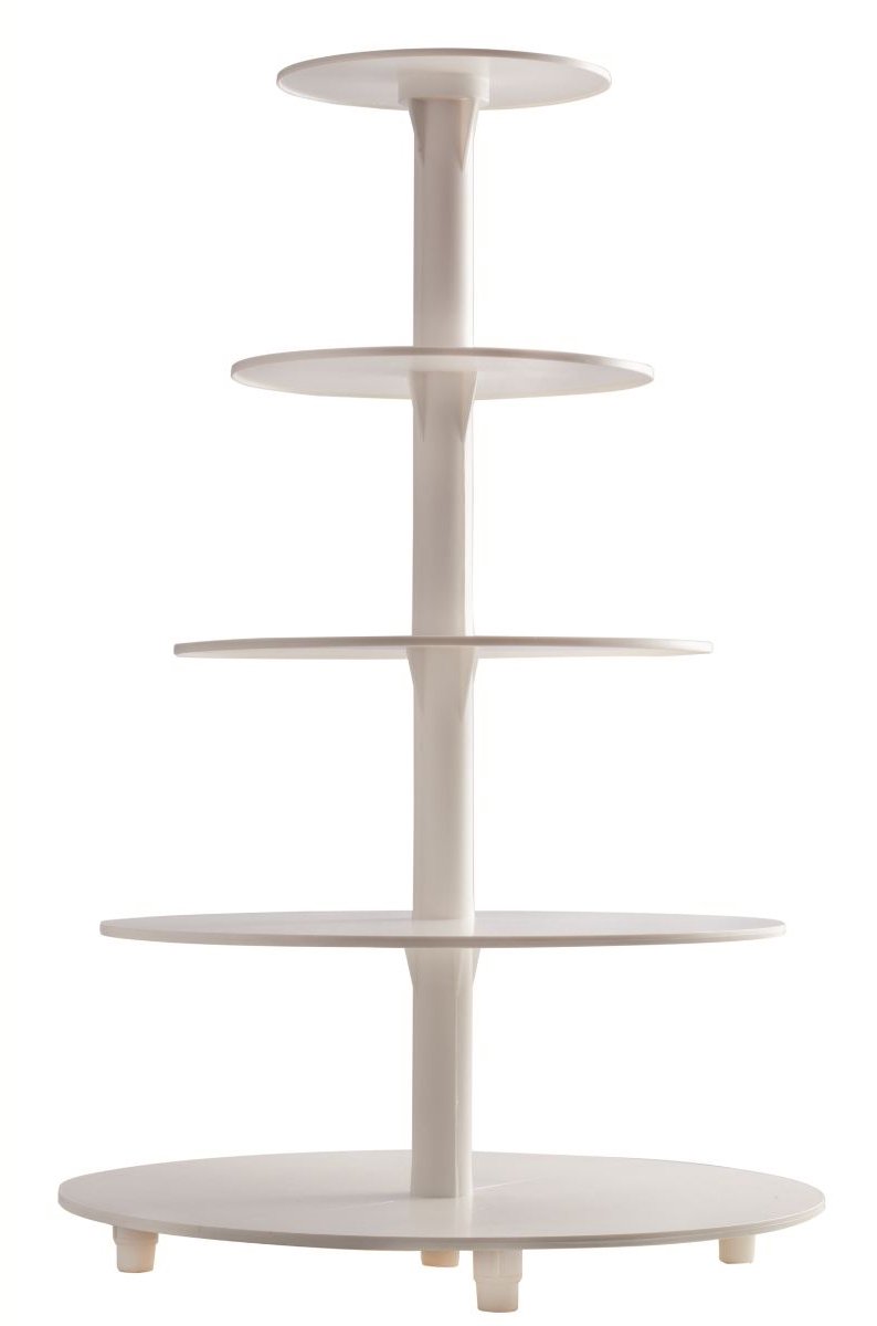 Taartstandaard Gelaagd Wit Plastic - 5 lagen