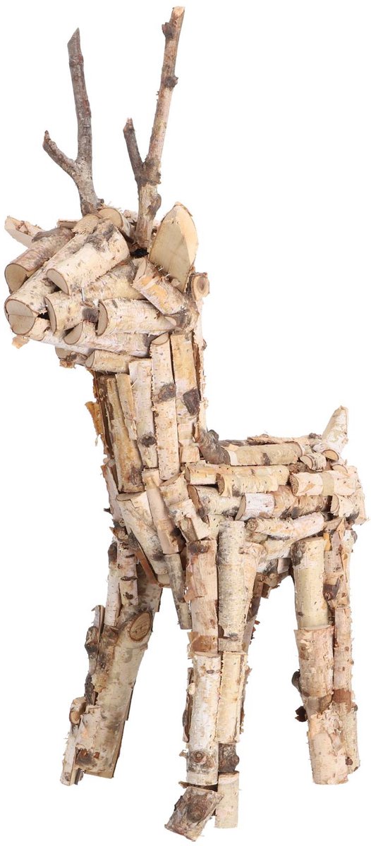 Kerstdecoratie Berkenhouten Rendier 60 cm