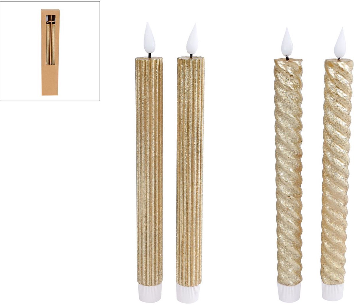 LED Kaarsen Moving Light + Timer 2 Stuks Goud Assorti