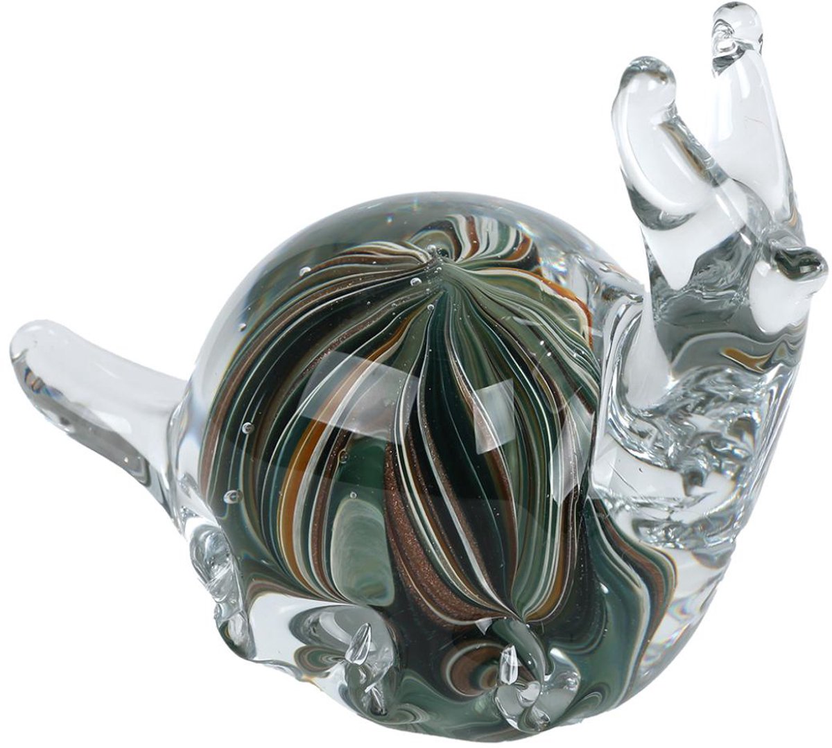 Sculptuur Glazen Slak 12.5x6.5x9.5 cm Bruin/Groen