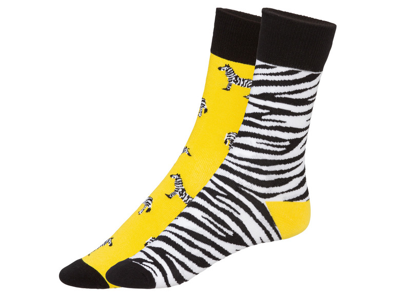 2 paar sokken (35-38, Geel/zwart zebra)