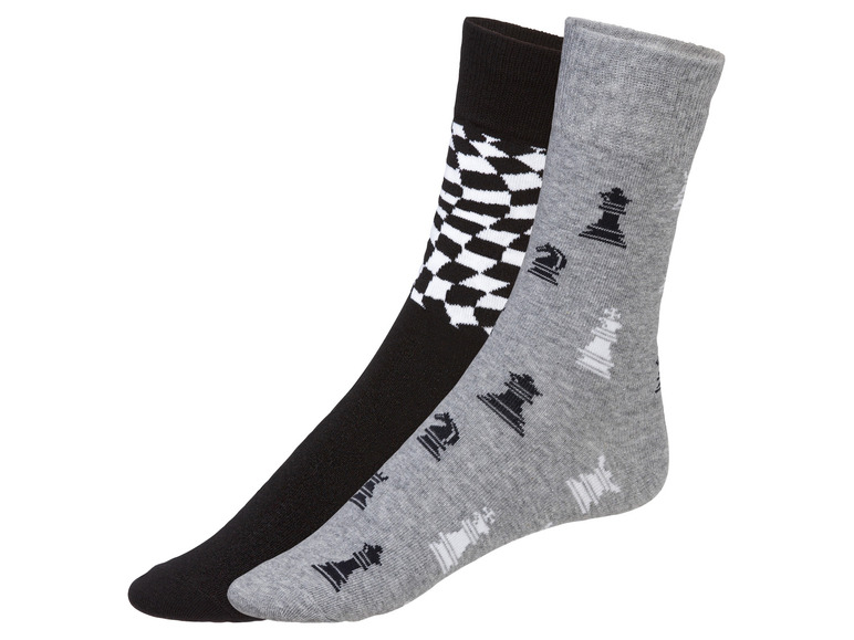 2 paar sokken (39-42, Grijs/zwart patroon)
