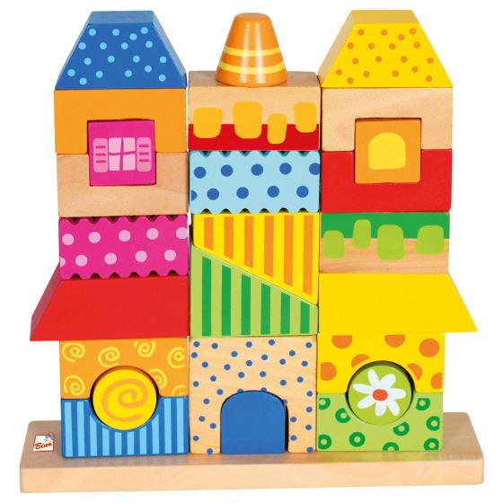 Bino blokkenset Stapelend Huis junior 23 cm hout 27-delig