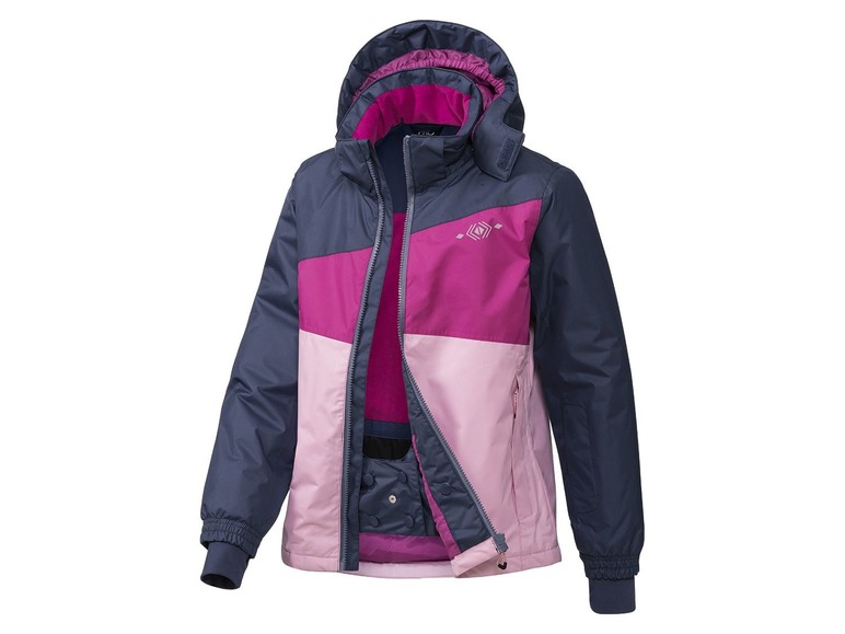 CRIVITPRO Meisjes ski-jas 134/140, Donkerroze/lichtroze/donkerblauw
