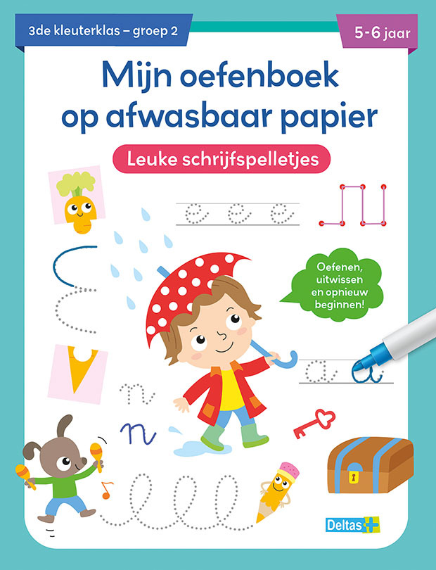 Deltas Mijn oefenboek op afwasbaar papier Leuke schrijfspelletjes 5-6 j.