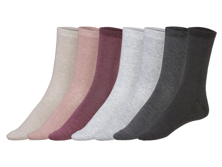Esmara Loungewear 7 paar dames sokken (35-38, Grijs/roze/rood)