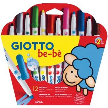 Giotto be-bè viltstiften Maxi, kartonnen etui met 12 stuks in geassorteerde kleuren