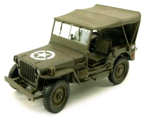 Jeep Willys 4x4 Soft Top Army 1:43 Cararama