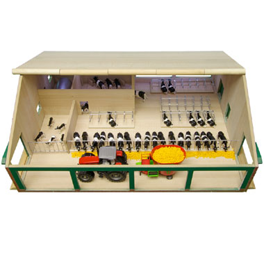 Kids Globe Farming ligboxenstal met melkunit - 1:32