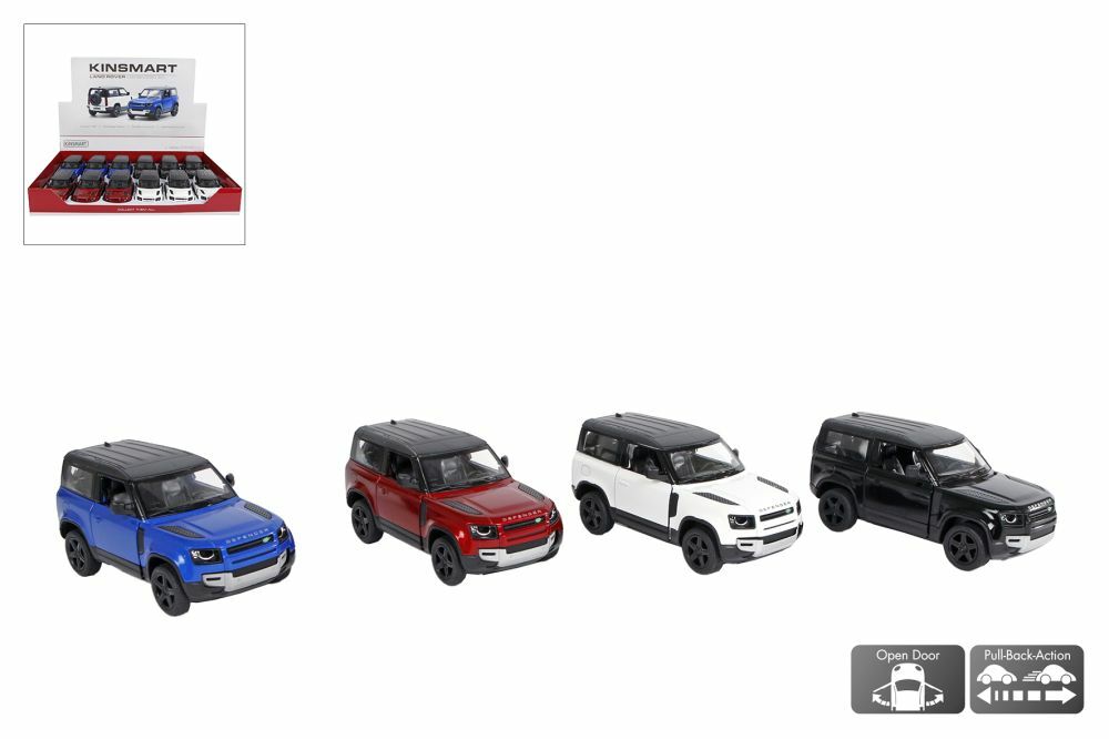 Kinsmart Land Rover Defender 90 die cast pull back 4ass kleur 1:36