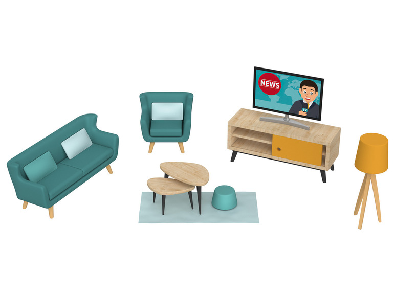 Playtive Houten poppenhuis-meubels / poppen (Woonkamer)