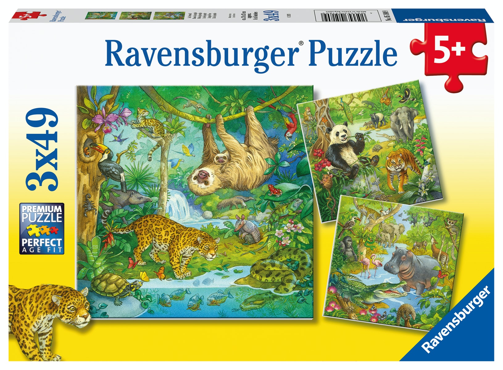Ravensburger puzzel 3x49 stukjes in het oerwoud