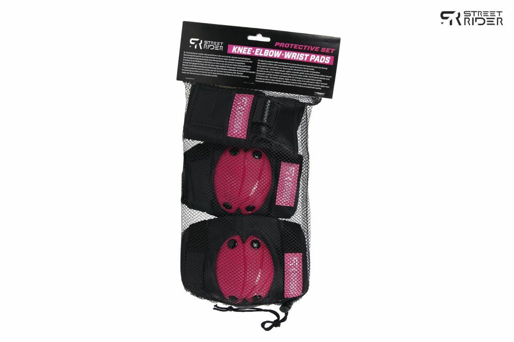 Street Rider skate beschermset 6 delig roze/zwart small