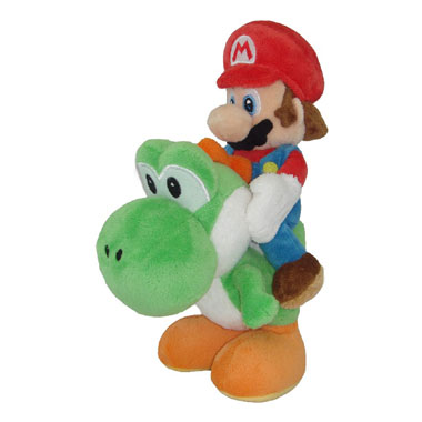 Super Mario Bros Mario Riding Yoshi knuffel - 20 cm