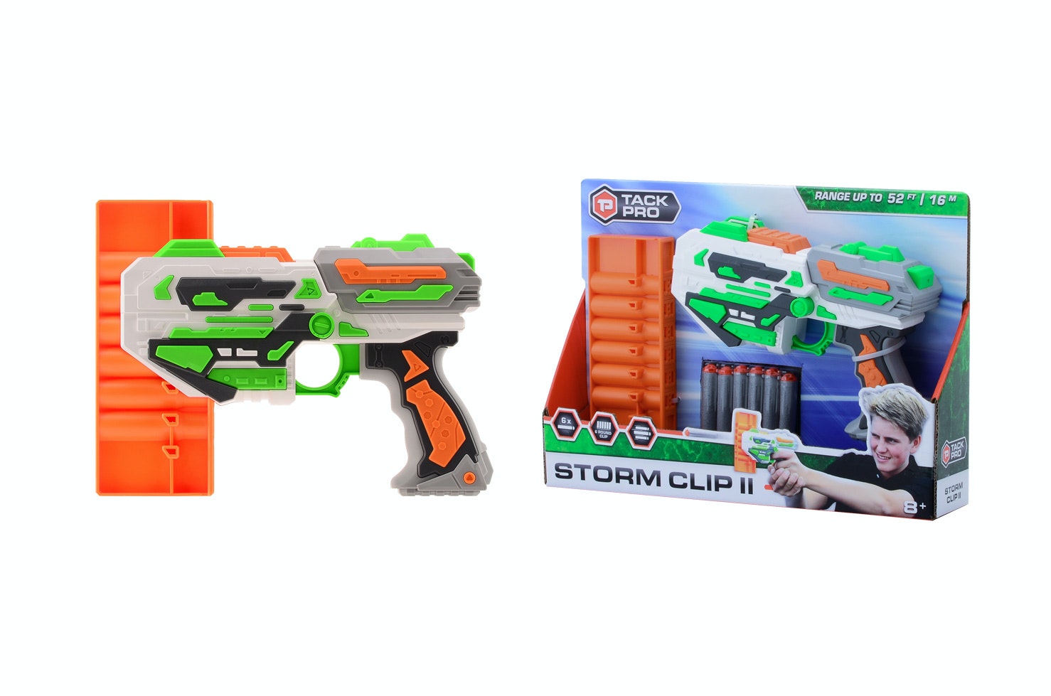 Tack Pro Storm Clip II met 6 round clip en 6 darts 31 cm