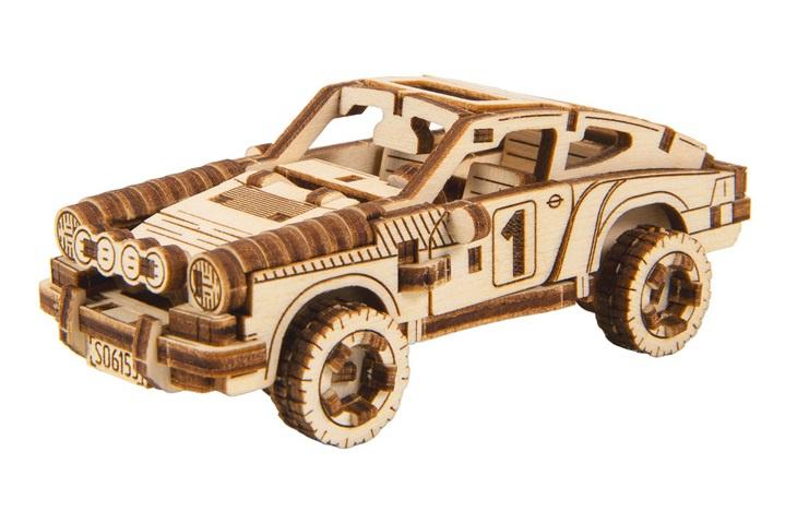 Wooden City modelbouwset racecar Superfast 9.6 cm hout naturel