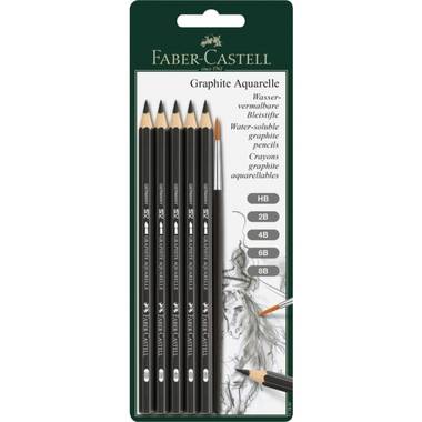 aquarelpotlood Faber Castell Graphite blister 5 stuks + penseel