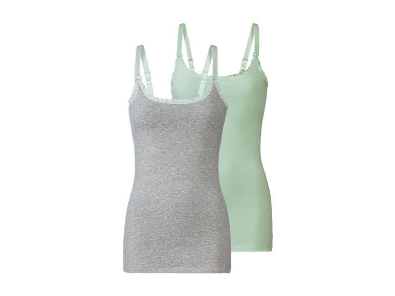 esmara 2 dames voedingtops (S (36/38), Grijs/groen)