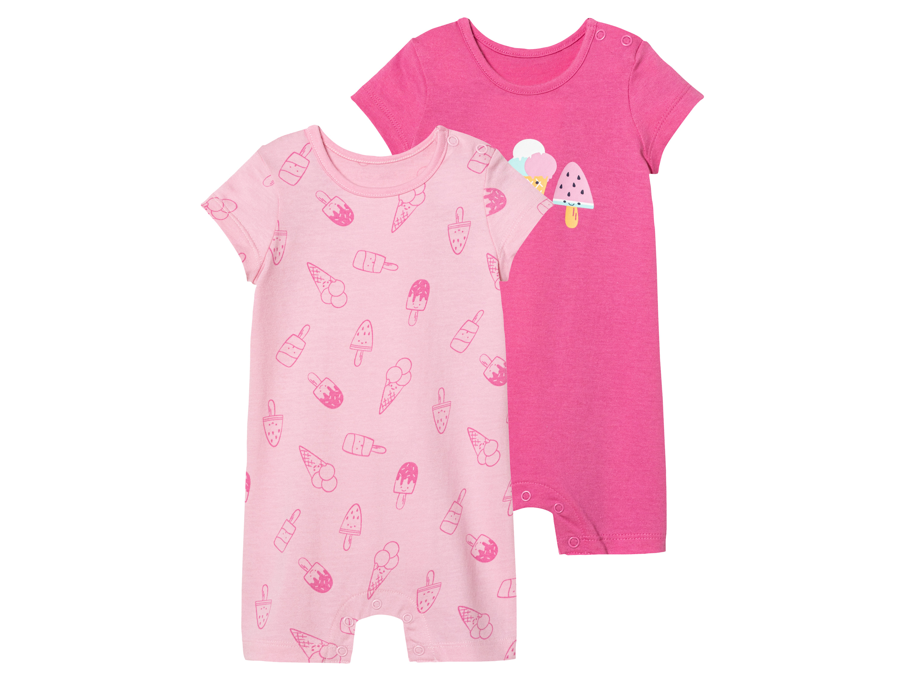 lupilu 2 baby playsuits (62/68, Donkerroze/roze)