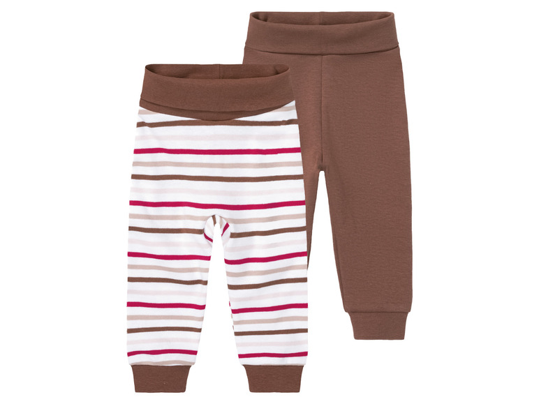 lupilu Baby meisjes joggingbroek 2 stuks (74/80, Bruin gestreept)