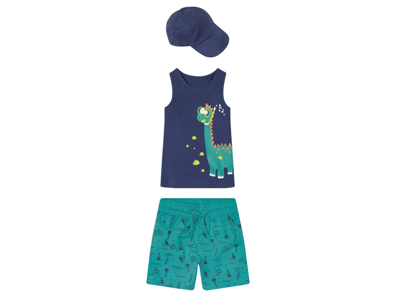 lupilu Peuters jongens set, 3-delig, met hoog k (122/128, Donkerblauw/turquoise )