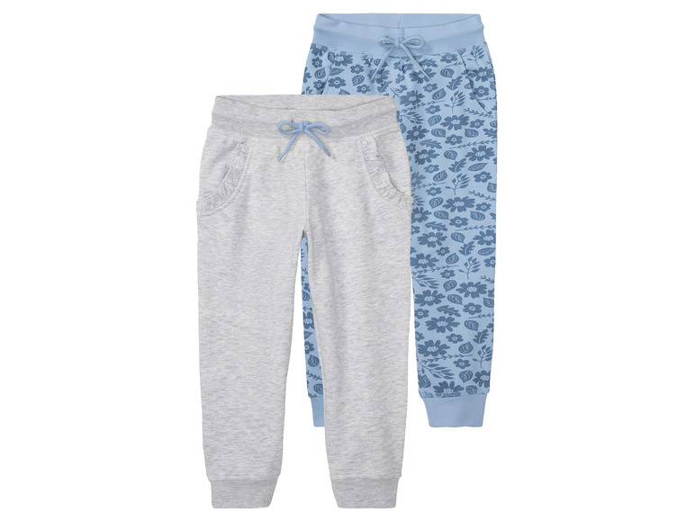 lupilu Peuters meisjes joggingbroek, 2 stuks, m (98/104, Blauw/grijs)