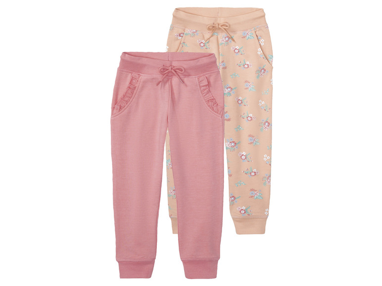 lupilu Peuters meisjes joggingbroek, 2 stuks, m (98/104, Roze/Abrikoos)