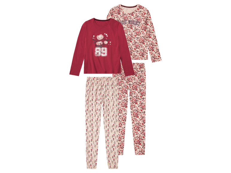pepperts! Kinder pyjama, 2 stuks, van zuiver bio-katoen (146/152, Roze/rood patroon)