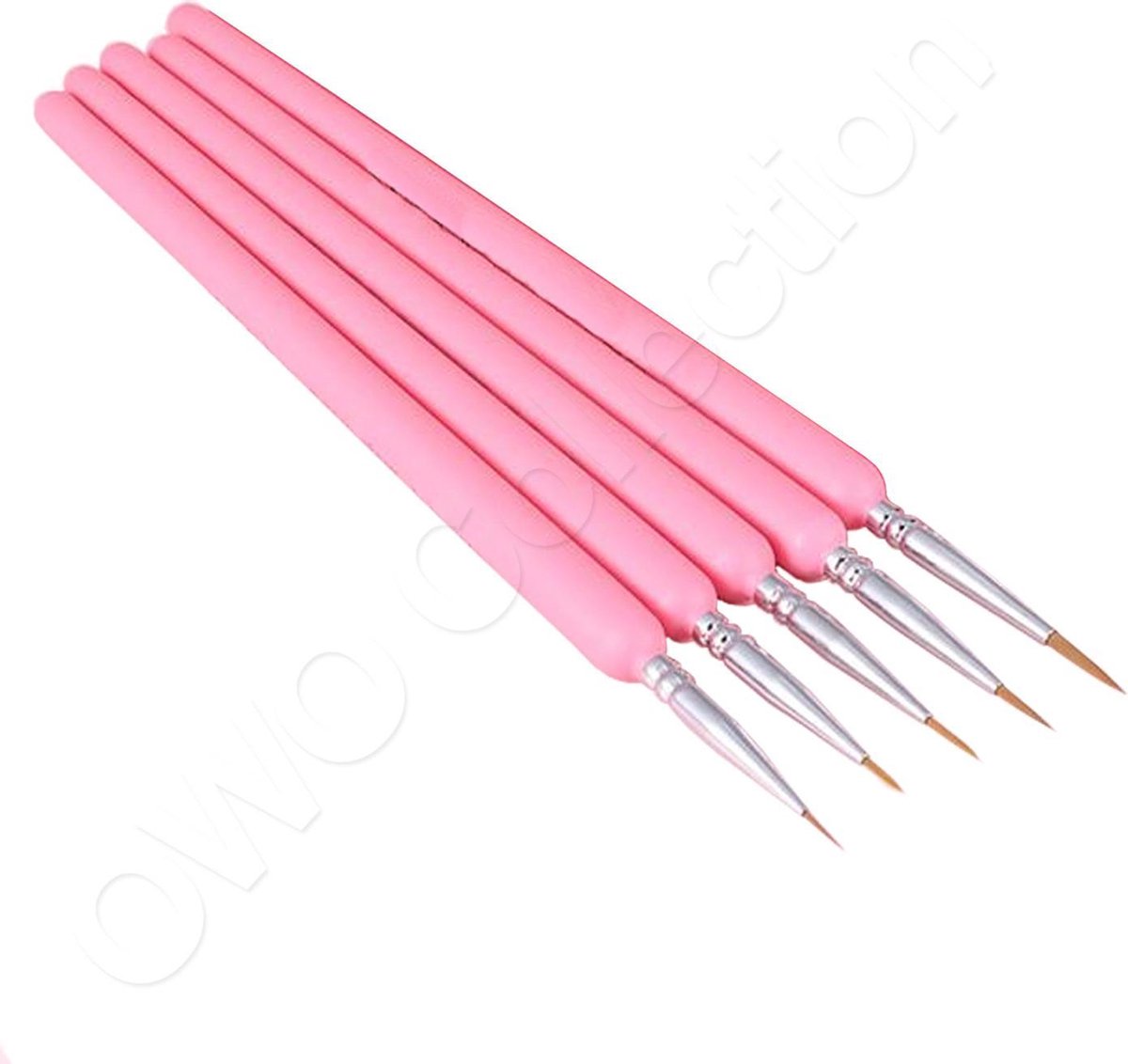 OWO proffesionele miniatuur precisie kwasten penseel set met dunne nylon kwast - acrylverf - waterverf - 5 stuks - Roze