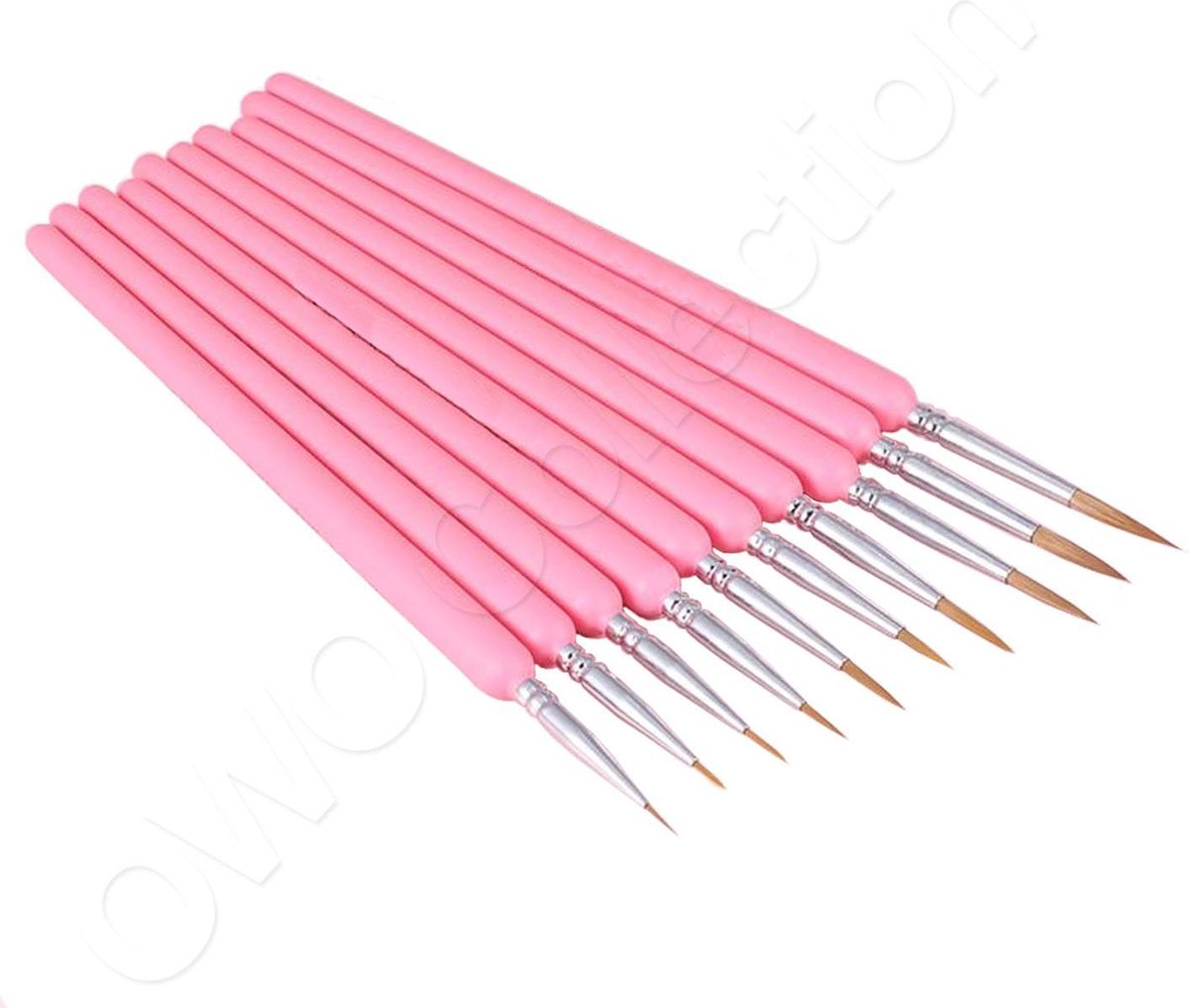 proffesionele miniatuur precisie kwasten penseel set met dunne nylon kwast - acrylverf - waterverf - 9 stuks - Roze