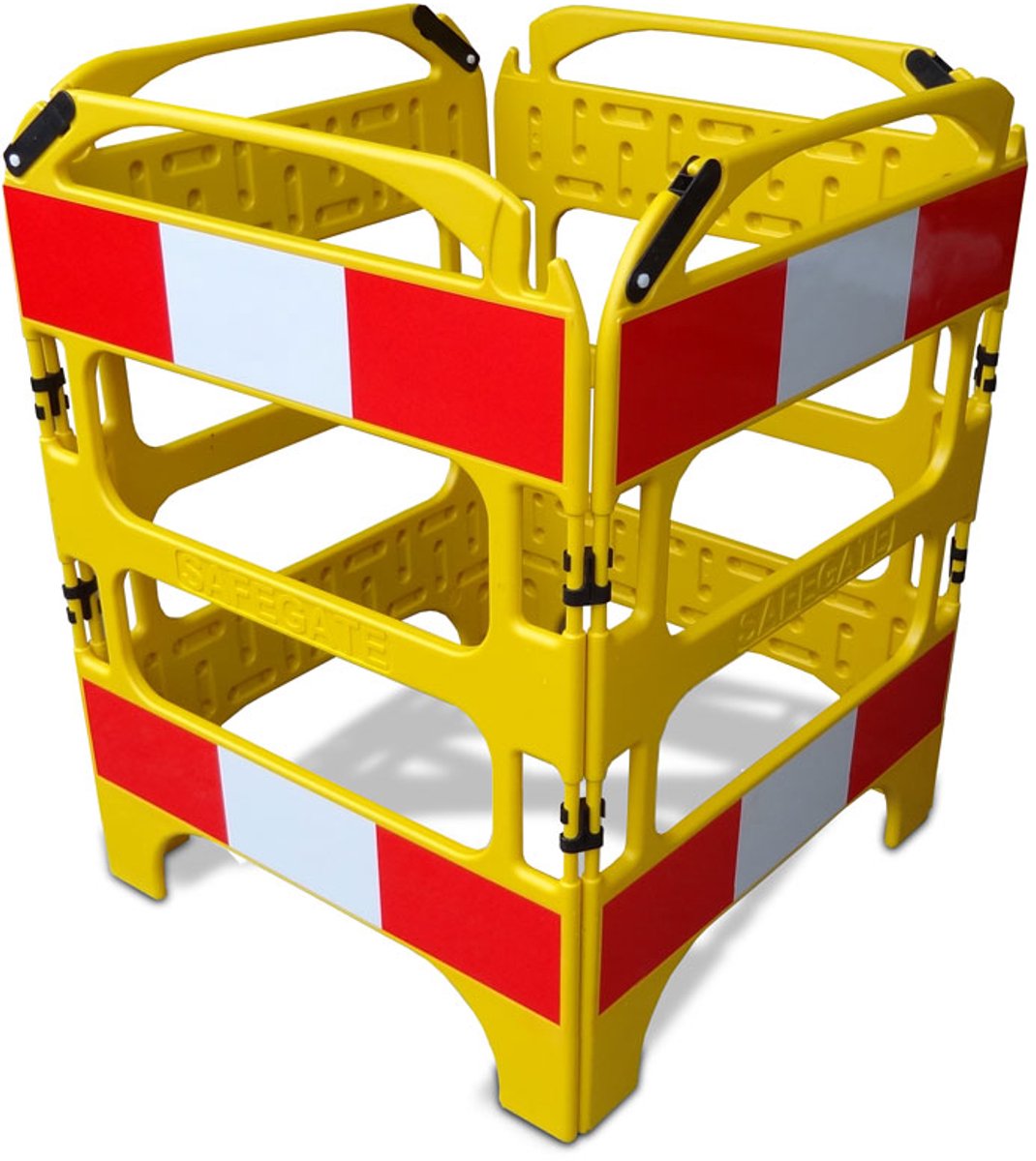 Kunststof vouwhek SafeGate met Klasse 1 reflectie folie 4-delig (2, 3 of 4-delig) - eenvoudig mee te nemen veiligheidshek - mobiel vouwhek