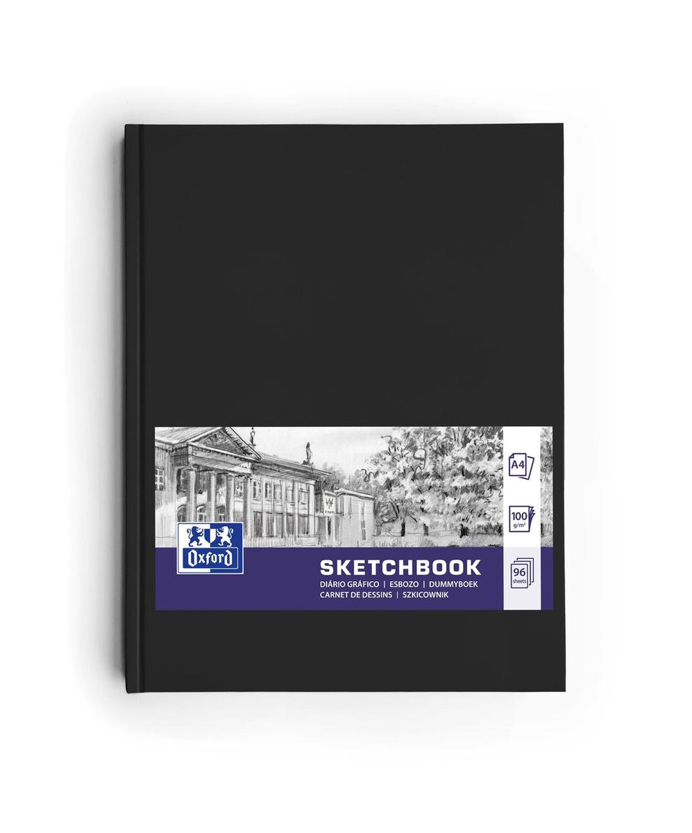 Oxford - Schetsboek A4 - harde kaft - 192 paginas - 100g papier - zwart
