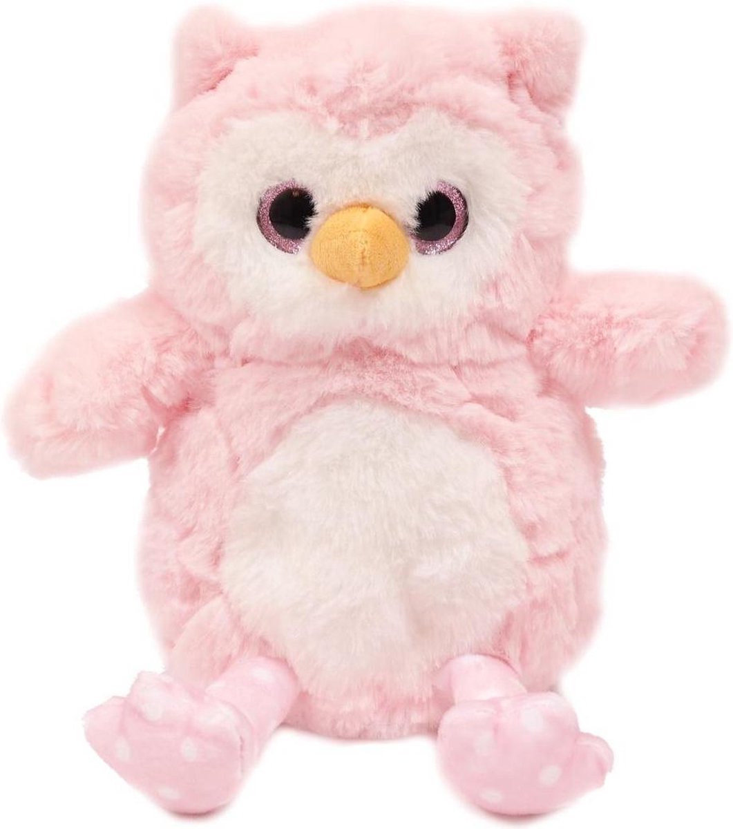 Pluche Knuffel Uil - roze - 22 cm