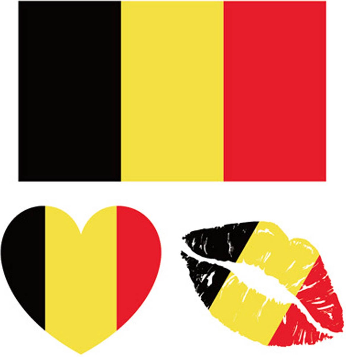 Belgische vlag neptattoo 2 vellen-  vlag van België- plaktattoo- tattoo sticker, EK