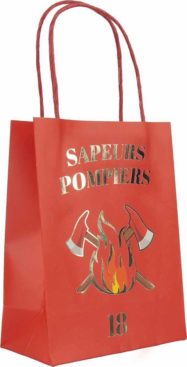 PARTYPRO - 4 Brandweer cadeauzakjes 20 cm