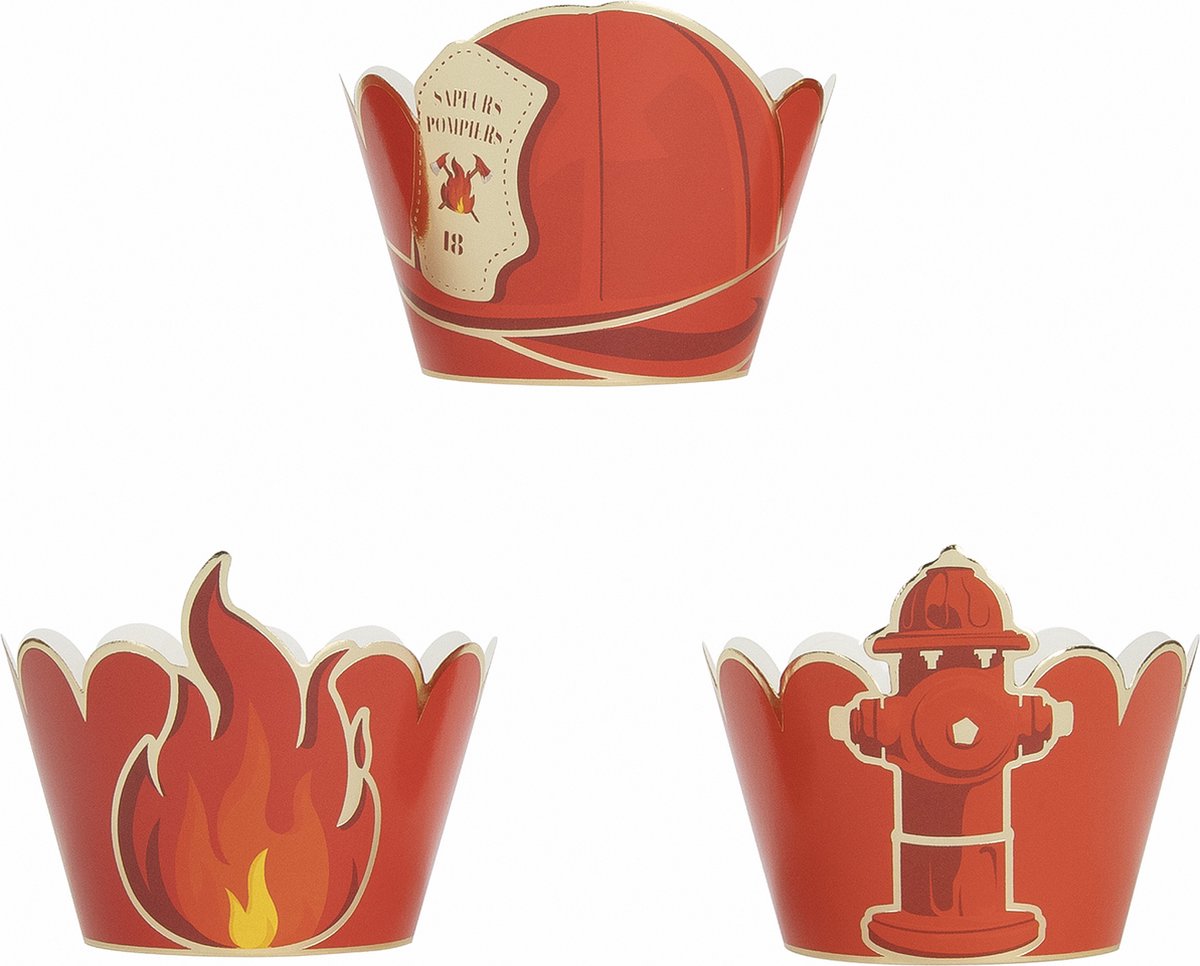 PARTYPRO - 6 brandweerman cupcakevormpjes