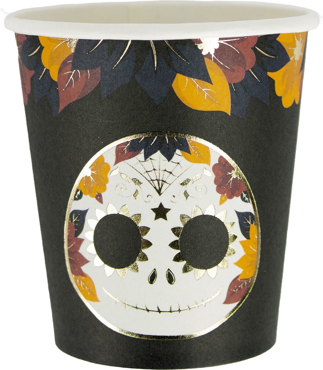PARTYPRO - 8 kartonnen bekers Dia de los muertos 200 ml