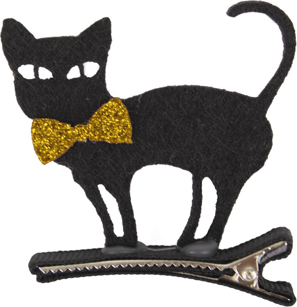 PARTYPRO - Zwarte kat haarspeld van vilt