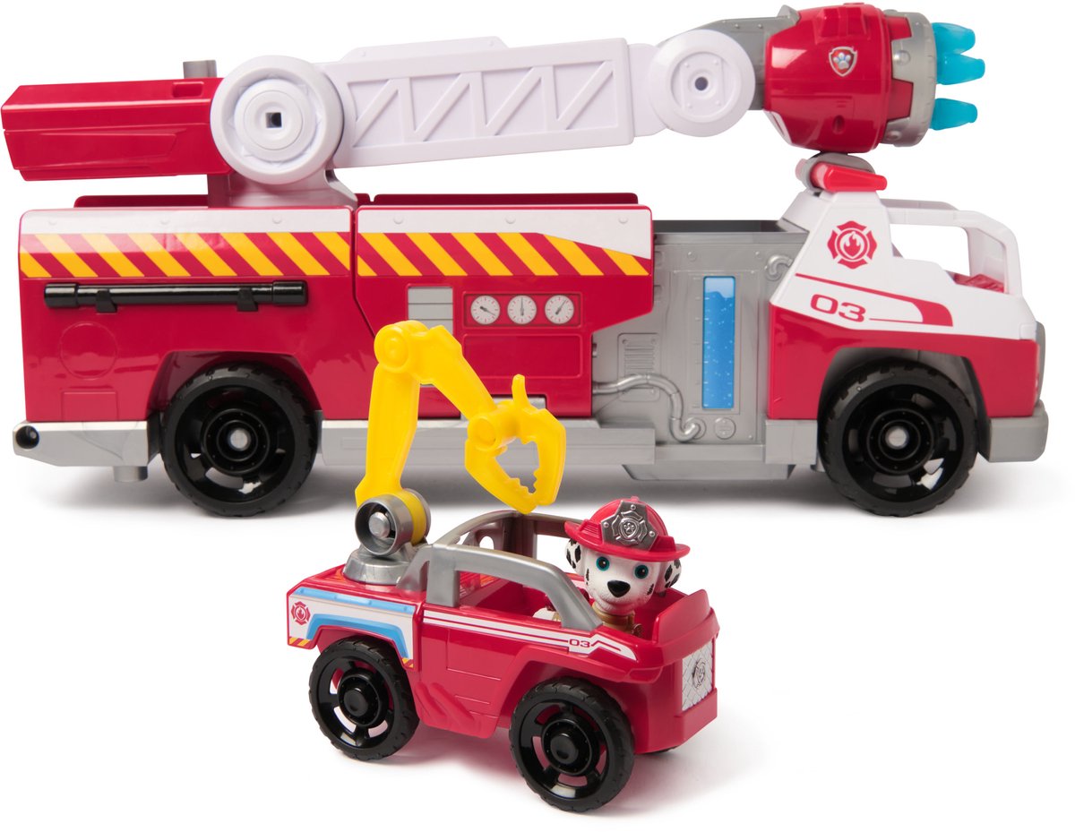 PAW Patrol - Brandweerredding - Marshalls Brandweerwagen met Marshall-figuur, licht, lanceerder en geluidseffecten