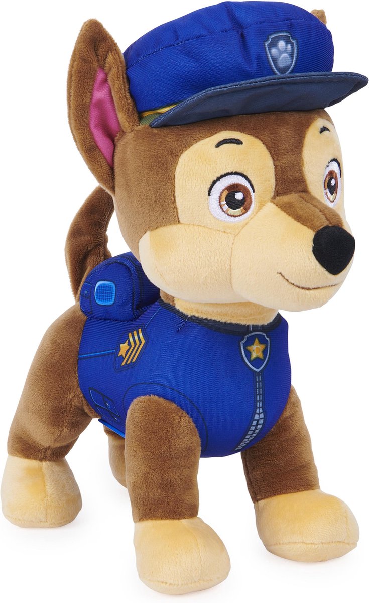 PAW Patrol - Interactief pluchen Chase-knuffeldier van 30 cm met geluiden zinnen en kwispelende staart