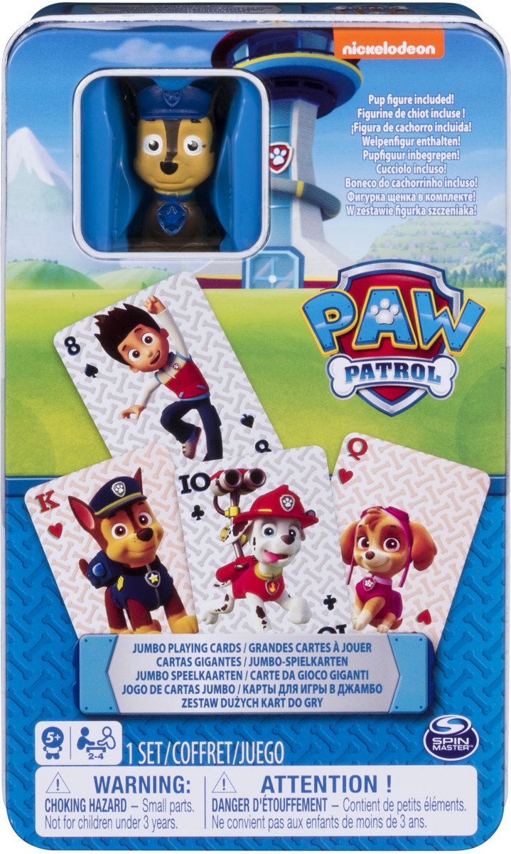 PAW Patrol - Jumbo Cards in Tin with Figurine