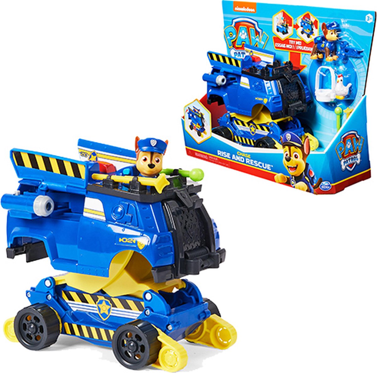 PAW Patrol Transformerende Chase RisenRescue-speelgoedvoertuig met actiefiguren en accessoires