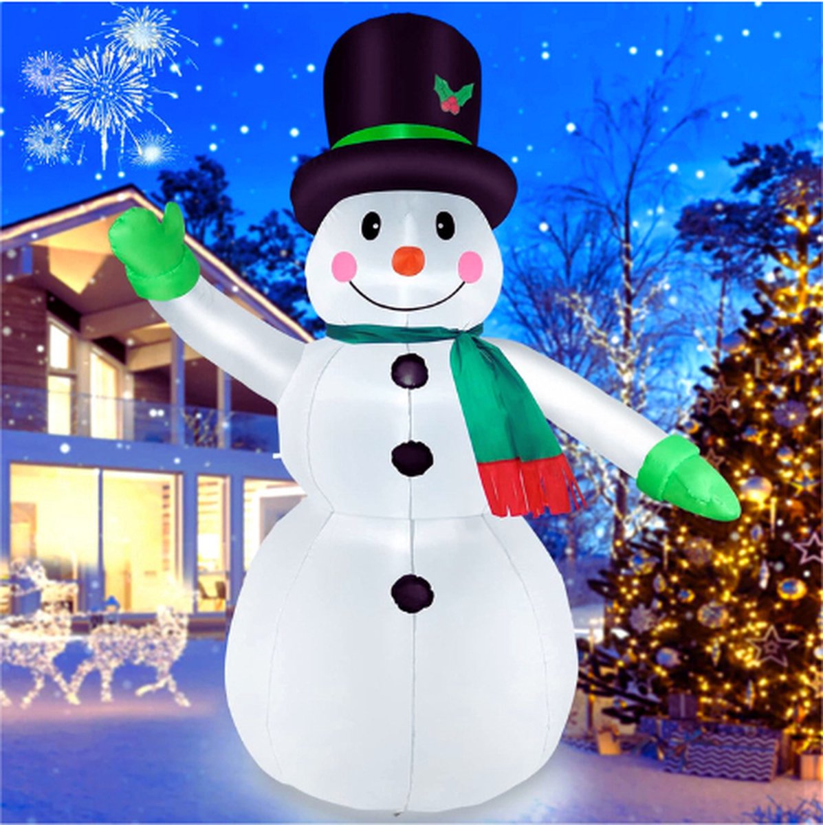 210 CM Opblaasbare Sneeuwpop-7 Voeten Kerst Sneeuwman Met LED Lampjes-Kerstcadeaus-Kerst Nieuwjaar Decoratie Verlicht-IP44 Reusachtige Winterdecoratie Voor Huis Familiefeest Tuin Grasveld
